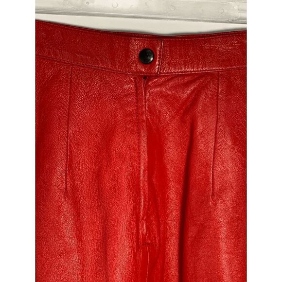 LNR Women's Knee Length Leather A-Line Skirt Red Size 6 - Picture 10 of 11